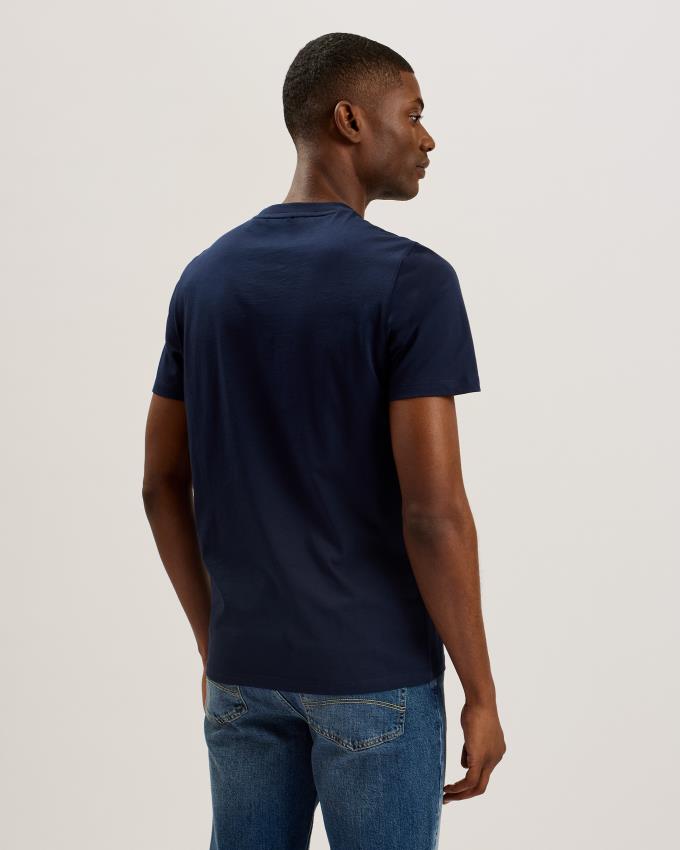 T-Shirt Ted Baker Short Sleeve Branded Bleu Marine Homme | MOT-02239753